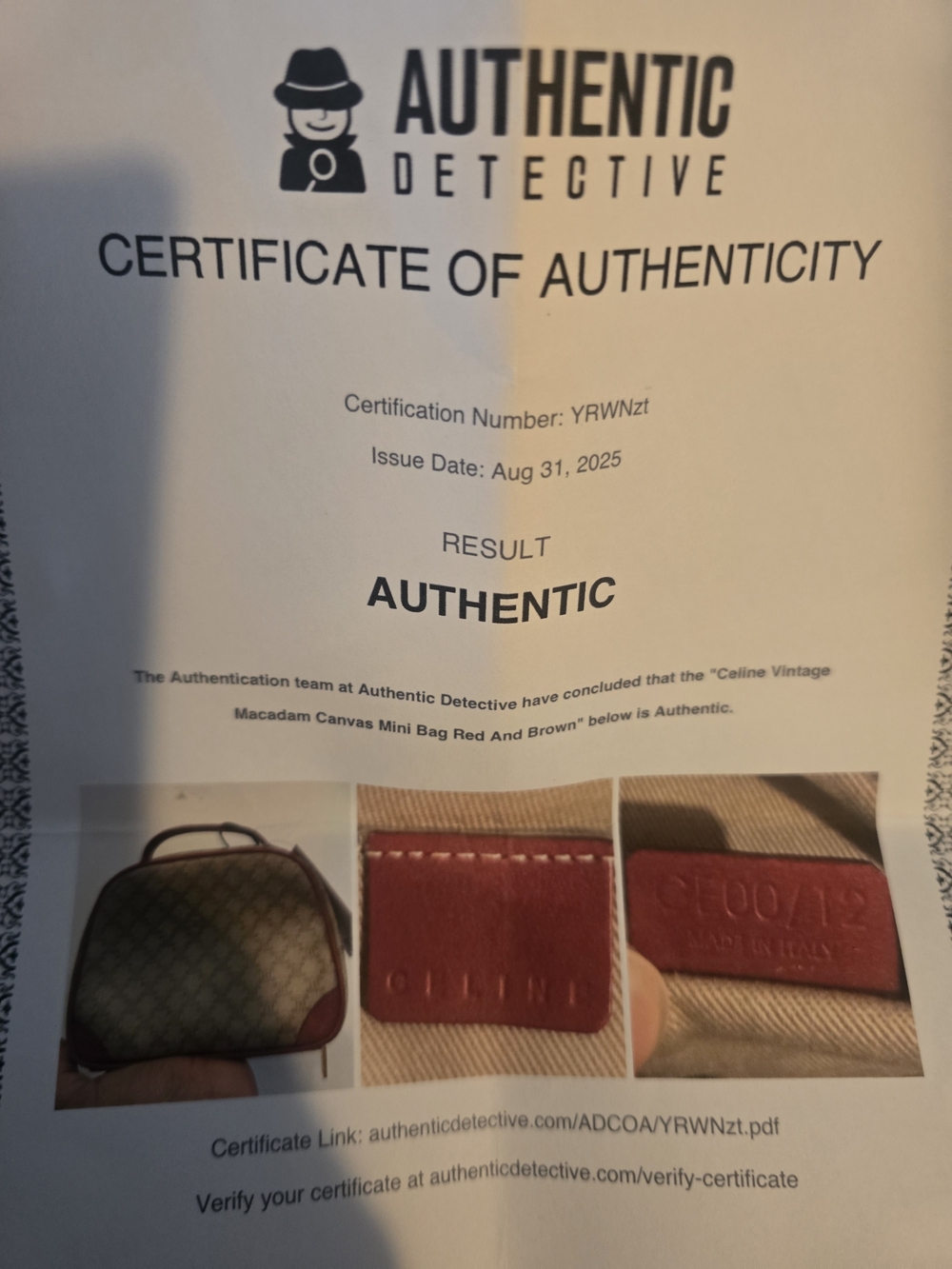 Authentic Vintage Celine Monogram Canvas with Red Leather - Picture 9 of 9